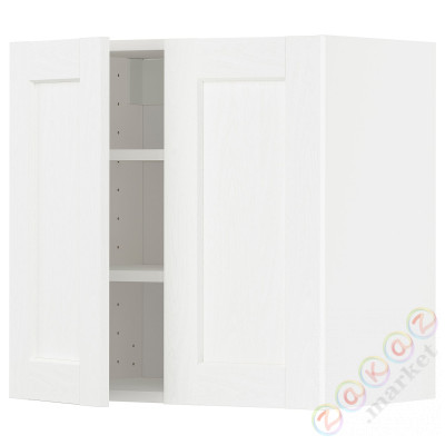 ⭐METOD⭐Навесной шкаф с полками/2 дверь, белый Enköping/белый имитация дерева, 60x60 cm⭐ИКЕА-79473483