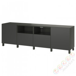 ⭐BESTA⭐Тумба под ТВ с DrzВайами яящики, темно-серый/Лаппвикен/Stubbarp темно-серый, 240x42x74 cm⭐ИКЕА-99556038