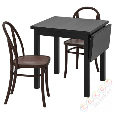 ⭐NORDVIKEN / SKOGSBO⭐Таблица и 2 стулья, черный/темно коричневый, 74/104 cm⭐ИКЕА-49528199