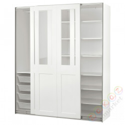 ⭐PAX / GRIMO⭐Шкаф с раздвижными дверьми дверь, белый/Чистое стекло белый, 200x66x236 cm⭐ИКЕА-59502226