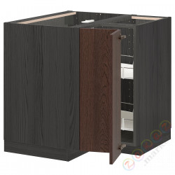 ⭐METOD⭐Тумба угловая с каруселью, черный/Sinarp коричневый, 88x88 cm⭐ИКЕА-69405791