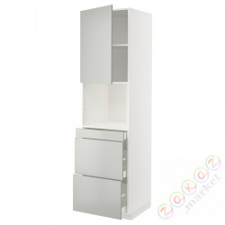 ⭐METOD / MAXIMERA⭐Обувь для микрокомбо дверь/3шу, белый/Havstorp светло-серый, 60x60x220 cm⭐ИКЕА-39537967