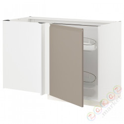 ⭐METOD⭐Напольный шкаф угловой H. полка, белый/Upplöv матciemnoбежевый, 128x68 cm⭐ИКЕА-49492280