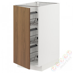 ⭐METOD⭐Гардероб с проволочной корзиной, белый/Tistorp подражаниеacja коричневыйowego орехa, 40x60 cm⭐ИКЕА-59519175