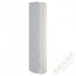 ⭐METOD⭐Высокий шкаф/полки, белый/Veddinge Серый, 40x37x200 cm⭐ИКЕА-39469138