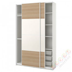 ⭐PAX / MEHAMN⭐Комбинация шкафов, белый/2str под беленый дуб, 150x44x236 cm⭐ИКЕА-99432967