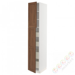 ⭐METOD / MAXIMERA⭐Шкаф, высота 2дверь/4лопата, белый Enköping/коричневый орех, 40x60x220 cm⭐ИКЕА-69475213