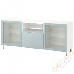 ⭐BESTA⭐Тумба под ТВ с ящики, белый Glassvik/Selsviken/Ösarp jasnoсерый-синий, 180x42x74 cm⭐ИКЕА-29435931