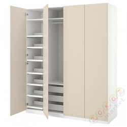 ⭐PAX / REINSVOLL⭐Комбинация шкафов, белый/серо-бежевый, 200x60x236 cm⭐ИКЕА-89384655