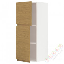 ⭐METOD⭐Навесной шкаф с полками/2 дверь, белый/Voxtorpподражание. дуб, 40x100 cm⭐ИКЕА-49538061