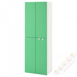 ⭐SMASTAD / PLATSA⭐Гардероб, белый зеленый/с2 вешалки для одежды, 60x57x181 cm⭐ИКЕА-69430470