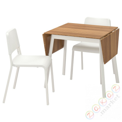 ⭐IKEA PS 2012 / TEODORES⭐Таблица и 2 стулья, белый бамбук/белый⭐ИКЕА-89221475