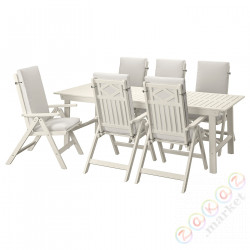 ⭐BONDHOLMEN⭐Стол + 6 разложений. стулья, снаружи, белый/бежевый/Frösön/Дувхольмен бежевый⭐ИКЕА-09551238