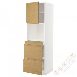 ⭐METOD / MAXIMERA⭐Обувь для микрокомбо дверь/3шу, белый/Voxtorpподражание. дуб, 60x60x200 cm⭐ИКЕА-69538437