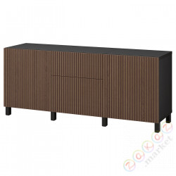 ⭐BESTA⭐Сочетание с ящики, Черно-коричневый Björköviken/Stubbarp/коричневый bejcowана okleina dębowa, 180x42x74 cm⭐ИКЕА-09421845