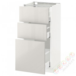 ⭐METOD / MAXIMERA⭐Напольный шкаф с 3 ящики, белый/Ringhult светло-серый, 40x37 cm⭐ИКЕА-79142596