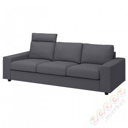 ⭐VIMLE⭐Диван 3-человекowa, с подголовником сширокийmi связаныokietnikami/Gunnared средний серый⭐ИКЕА-39401327