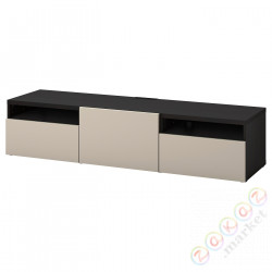 ⭐BESTA⭐Тумба под ТВ с ящики i дверь, Черно-коричневый/Лаппвикен светло-серый/бежевый, 180x42x39 cm⭐ИКЕА-99420304