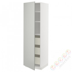 ⭐METOD / MAXIMERA⭐Высокий шкаф с ящики, белый/Havstorp светло-серый, 60x60x200 cm⭐ИКЕА-49538551