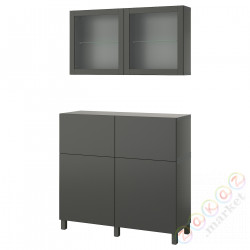 ⭐BESTA⭐Комбинация стойки с дверь/ящики, темно-серый Лаппвикен/Stubbarp/Sindvik темно-серый, 120x42x213 cm⭐ИКЕА-79508128