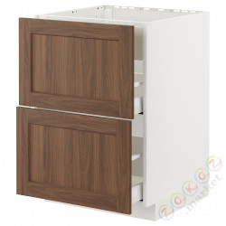 ⭐METOD / MAXIMERA⭐Постоянный шкаф/капюшон zint. с ящиками, белый Enköping/коричневый орех, 60x60 cm⭐ИКЕА-09477700