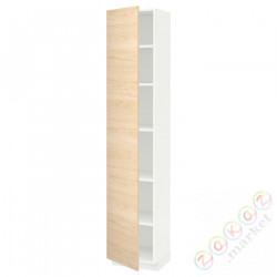 ⭐METOD⭐Высокий шкаф/полки, белый/Askersund яркий узор ясеня, 40x37x200 cm⭐ИКЕА-09463760