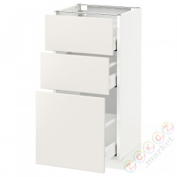 ⭐METOD / MAXIMERA⭐Напольный шкаф с 3 ящики, белый/Веддинге белый, 40x37 cm⭐ИКЕА-59052129
