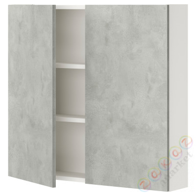 ⭐ENHET⭐настенный шкаф 2 полки/дверь, белый/имитация бетона, 80x17x75 cm⭐ИКЕА-99323690