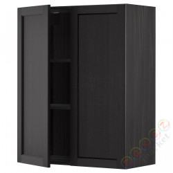 ⭐METOD⭐Навесной шкаф с полками/2 дверь, черный/Lerhyttan черный морилка, 80x100 cm⭐ИКЕА-69466355