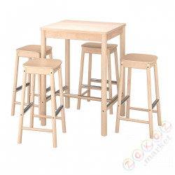 ⭐RONNINGE / RONNINGE⭐Барный стол + 4 барные стулья, береза/береза⭐ИКЕА-09442305