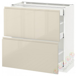 ⭐METOD / MAXIMERA⭐Sсstj 2fr/3шу, белый/Voxtorpглянцевый светло-бежевый, 80x37 cm⭐ИКЕА-39143512