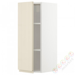 ⭐METOD⭐Навесной шкаф с полками, белый/Voxtorpглянцевый светло-бежевый, 30x80 cm⭐ИКЕА-49466573