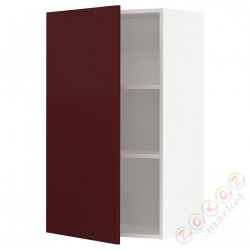 ⭐METOD⭐Навесной шкаф с полками, белый Kallarp/темно-красно-коричневый блеск, 60x100 cm⭐ИКЕА-69457563