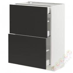 ⭐METOD / MAXIMERA⭐Кабинет stj 2fr/3шу, белый/Nickebo матантрацит, 60x37 cm⭐ИКЕА-09498302