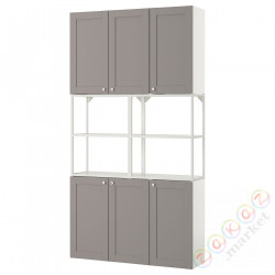 ⭐ENHET⭐Книжный шкаф, белый/серая рамка, 120x32x225 cm⭐ИКЕА-69480238