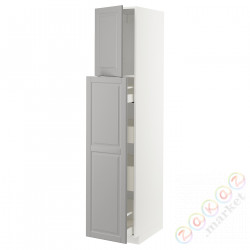 ⭐METOD / MAXIMERA⭐Sза wys сwys 1Drz/4шу, белый/Bodbyn Серый, 40x60x200 cm⭐ИКЕА-69459883