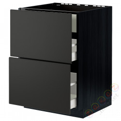 ⭐METOD / MAXIMERA⭐Постоянный шкаф/капюшон zint. с ящиками, черный/Кунгсбака антрацит, 60x60 cm⭐ИКЕА-39477685