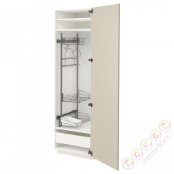 ⭐METOD / MAXIMERA⭐Высокий шкаф/домашний интерьер, белый/Havstorp бежевый, 60x60x200 cm⭐ИКЕА-89426764