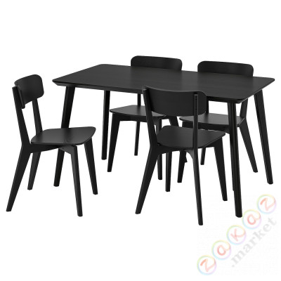 ⭐LISABO / LISABO⭐Таблица и 4 стулья, черный/черный, 140x78 cm⭐ИКЕА-19385535