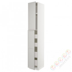 ⭐METOD / MAXIMERA⭐Шкаф, высота 2дверь/4лопата, белый/Lerhyttan светло-серый, 40x60x240 cm⭐ИКЕА-59466006