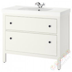 ⭐HEMNES / ODENSVIK⭐Шкаф под раковину с 2 ящики, белый/Runskär аккумулятор, 103x49x89 cm⭐ИКЕА-09293452