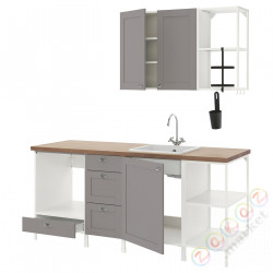 ⭐ENHET⭐Кухня, белый/серая рамка, 203x63.5x222 cm⭐ИКЕА-69337405