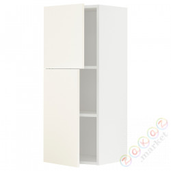 ⭐METOD⭐Навесной шкаф с полками/2 дверь, белый/Vallstena белый, 40x100 cm⭐ИКЕА-89507265