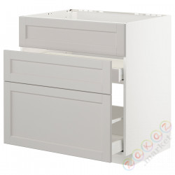 ⭐METOD / MAXIMERA⭐Форма L + 3F/2шу, белый/Lerhyttan светло-серый, 80x60 cm⭐ИКЕА-99274345