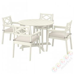 ⭐BONDHOLMEN⭐Таблица +4 стулья с подлокотниками., снаружи., белый/бежевый/Frösön/Дувхольмен бежевый⭐ИКЕА-39549847