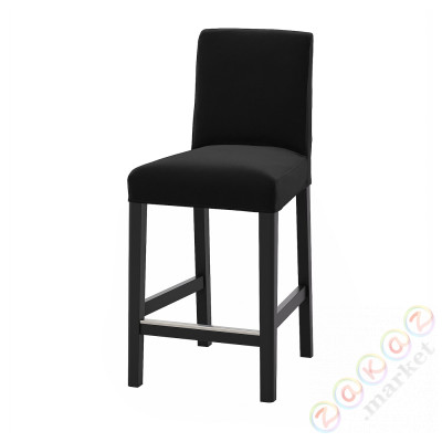 ⭐BERGMUND⭐Барный стул со спинкой, черный/Джупарп темно-серый, 62 cm⭐ИКЕА-39419638