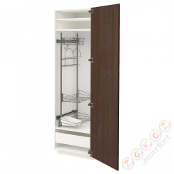 ⭐METOD / MAXIMERA⭐Высокий шкаф/домашний интерьер, белый/Sinarp коричневый, 60x60x200 cm⭐ИКЕА-09404902