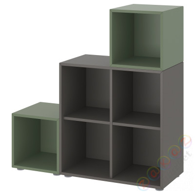 ⭐EKET⭐Комбинация шкафов с ножками, темно-серый/серо-зеленый, 105x35x107 cm⭐ИКЕА-99521845