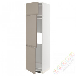 ⭐METOD⭐Ледяной шкаф высокий/замораживание/3Drz, белый/Upplöv матciemnoбежевый, 60x60x220 cm⭐ИКЕА-49492096