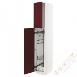 ⭐METOD⭐Высокий шкаф/домашний интерьер, белый Kallarp/темно-красно-коричневый блеск, 40x60x220 cm⭐ИКЕА-09456340